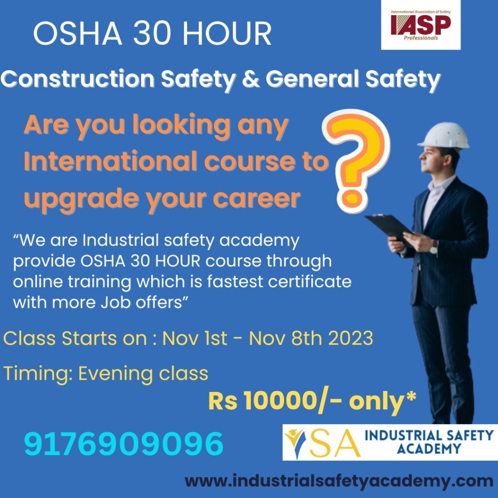 osha industry safety, osha 30 hour industry safety, safety course fees,